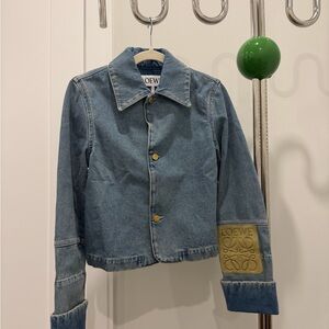 LOEWE Women Denim Jacket with Suede Logo Patch